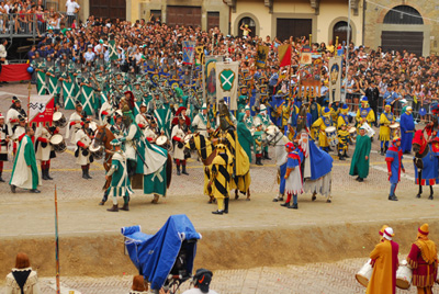 Participants celebrating the imminence of the Saracen Joust