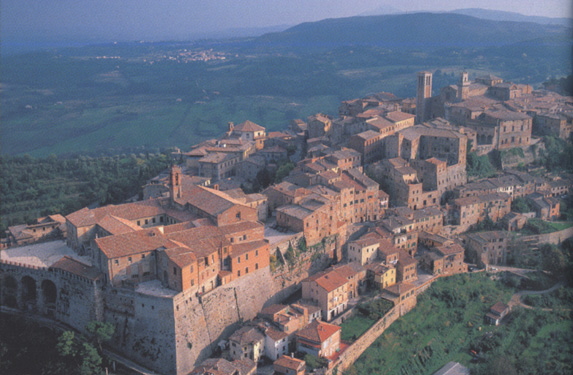 View of Montepulciano with the Valdichiana on the backgroung